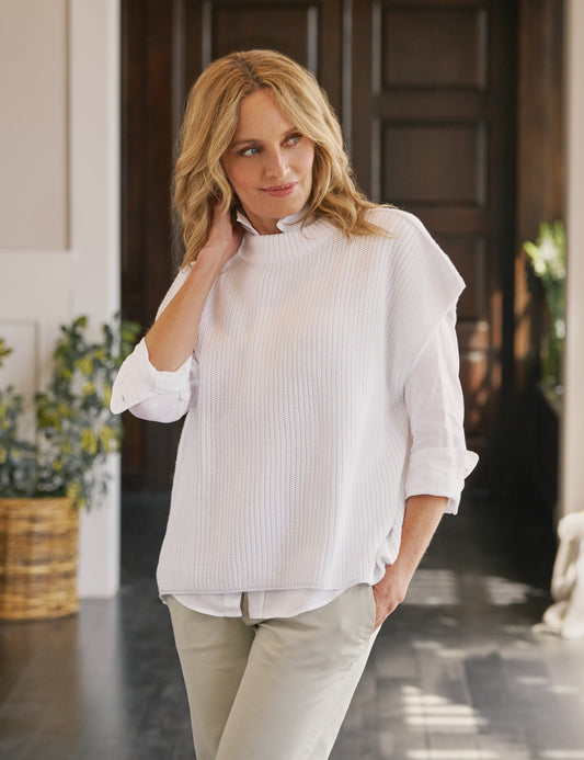 MONTECITO VEST White, Pure Italian Cotton