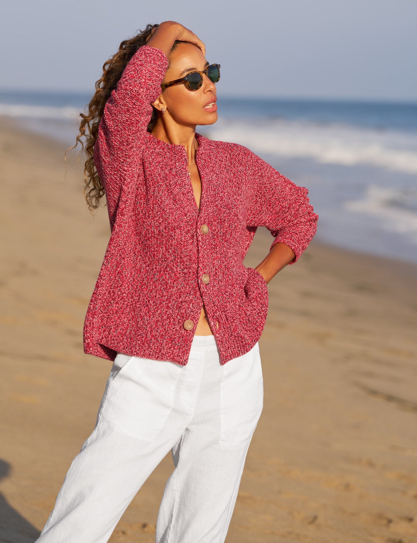 MONTECITO CARDIGAN Firecracker, Pure Italian Cotton