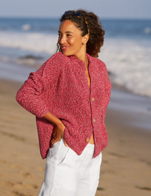 MONTECITO CARDIGAN Firecracker, Pure Italian Cotton