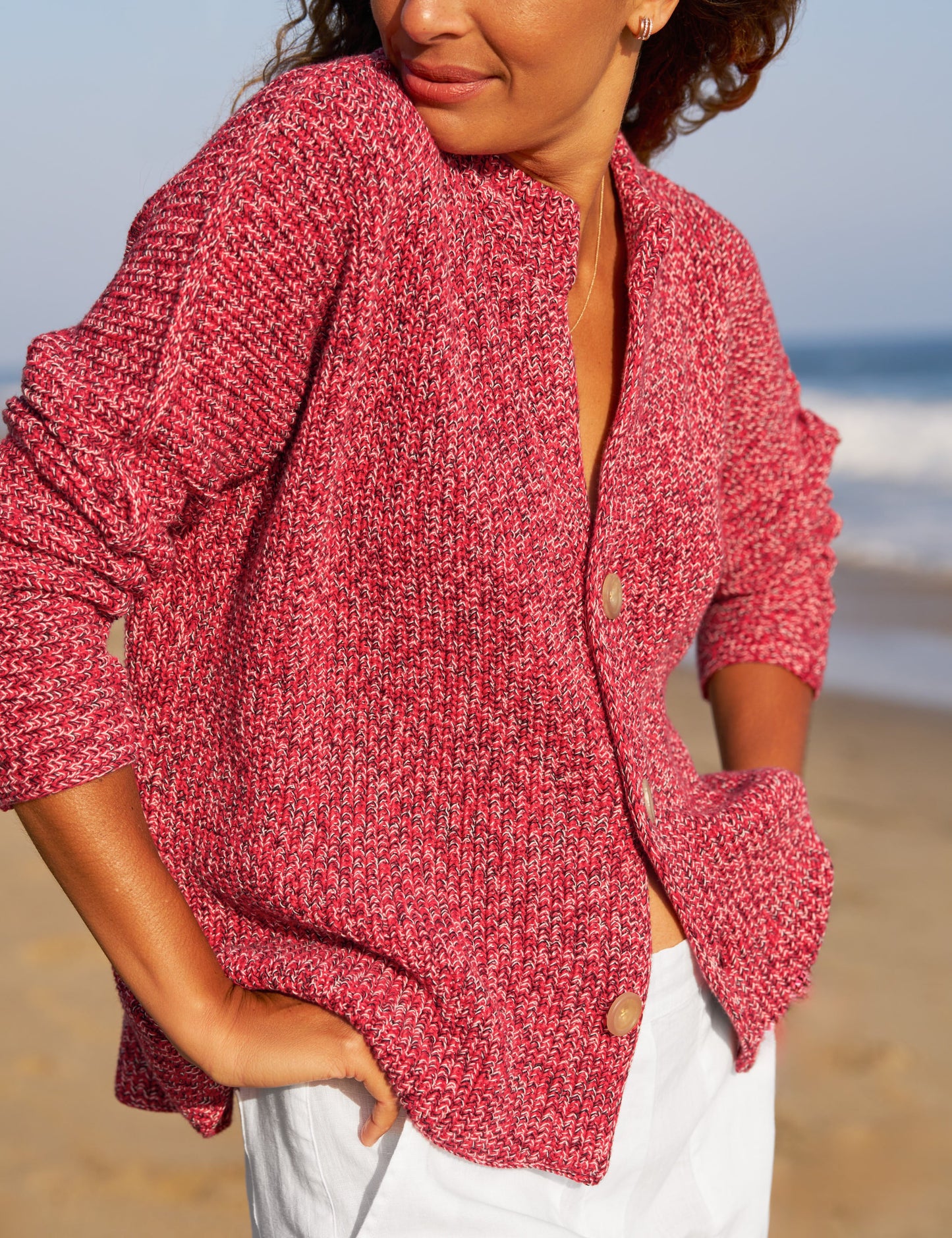 MONTECITO CARDIGAN Firecracker, Pure Italian Cotton