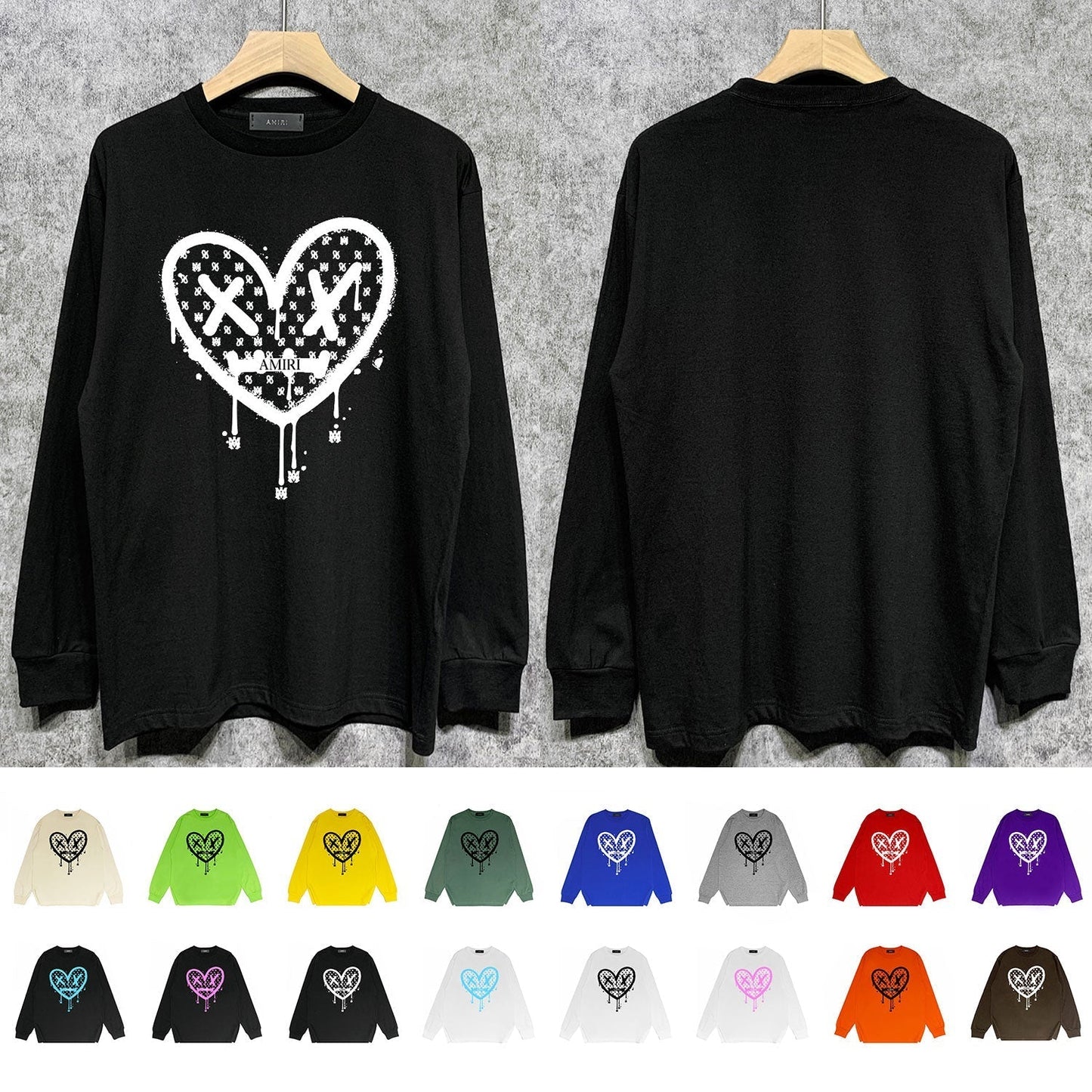 Amiri Long Sleeved Shirt Printed Trendy Pure Cotton
