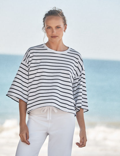 PRESLEY Wide Navy French Stripe, Vintage Jersey