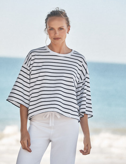 PRESLEY Wide Navy French Stripe, Vintage Jersey