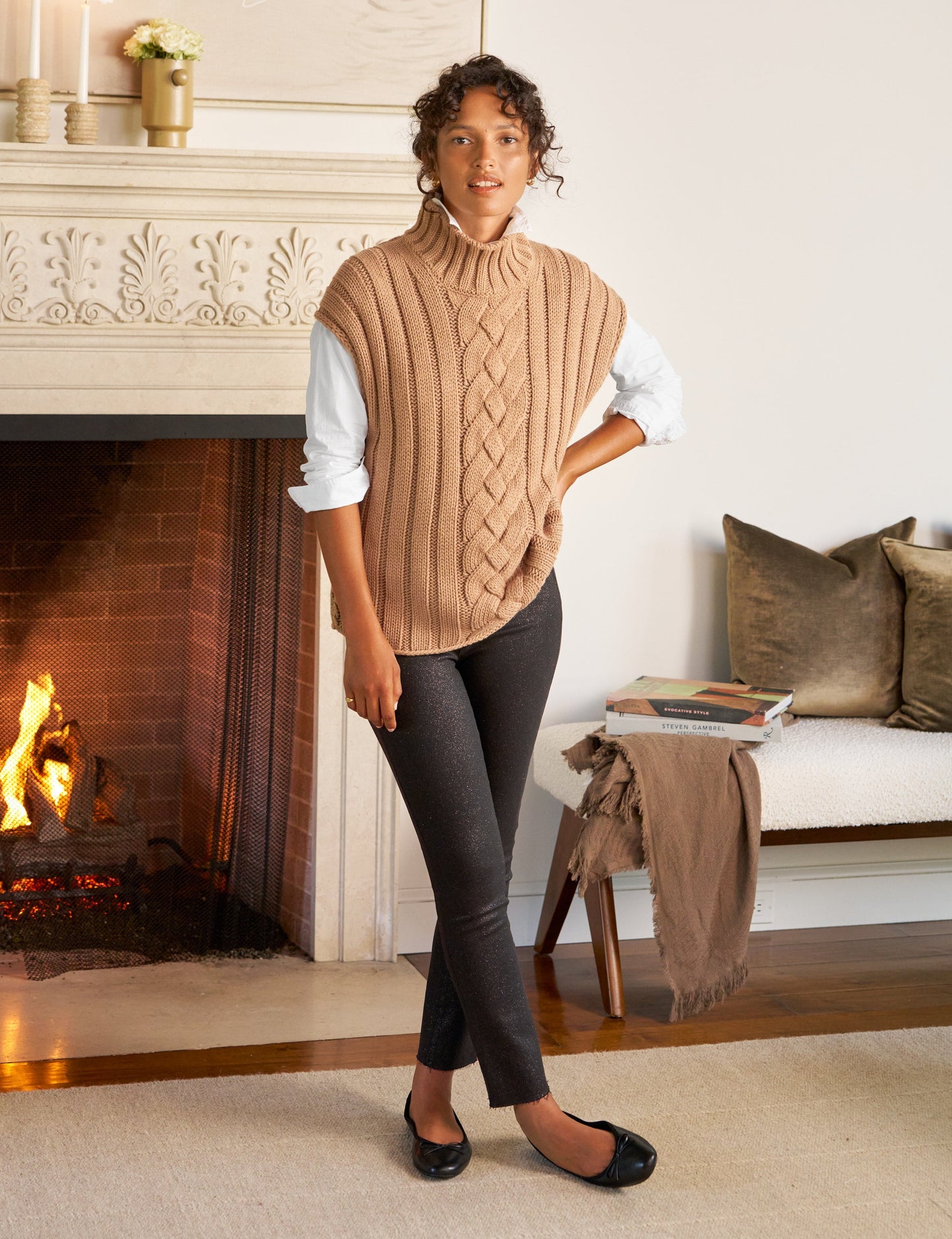 COTSWOLDS VEST Camel, Pure Italian Cotton