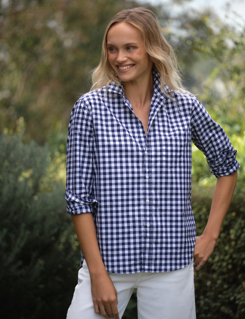 EILEEN Navy Gingham, Italian Superluxe