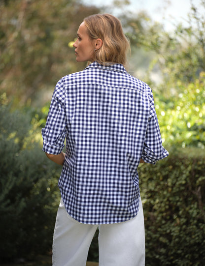EILEEN Navy Gingham, Italian Superluxe