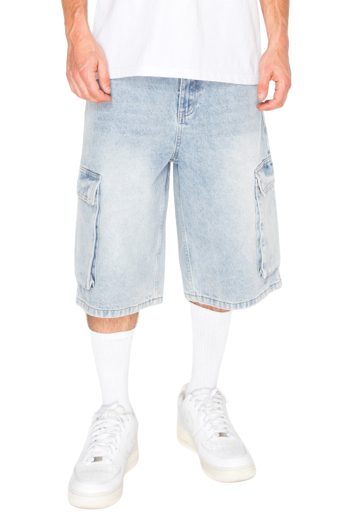 VAULT Baggy Fit Cargo Denim Shorts