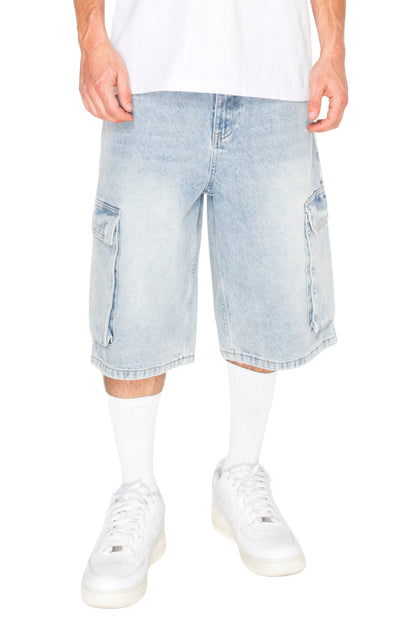 VAULT Baggy Fit Cargo Denim Shorts