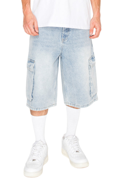 VAULT Baggy Fit Cargo Denim Shorts