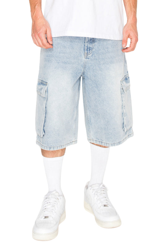 VAULT Baggy Fit Cargo Denim Shorts