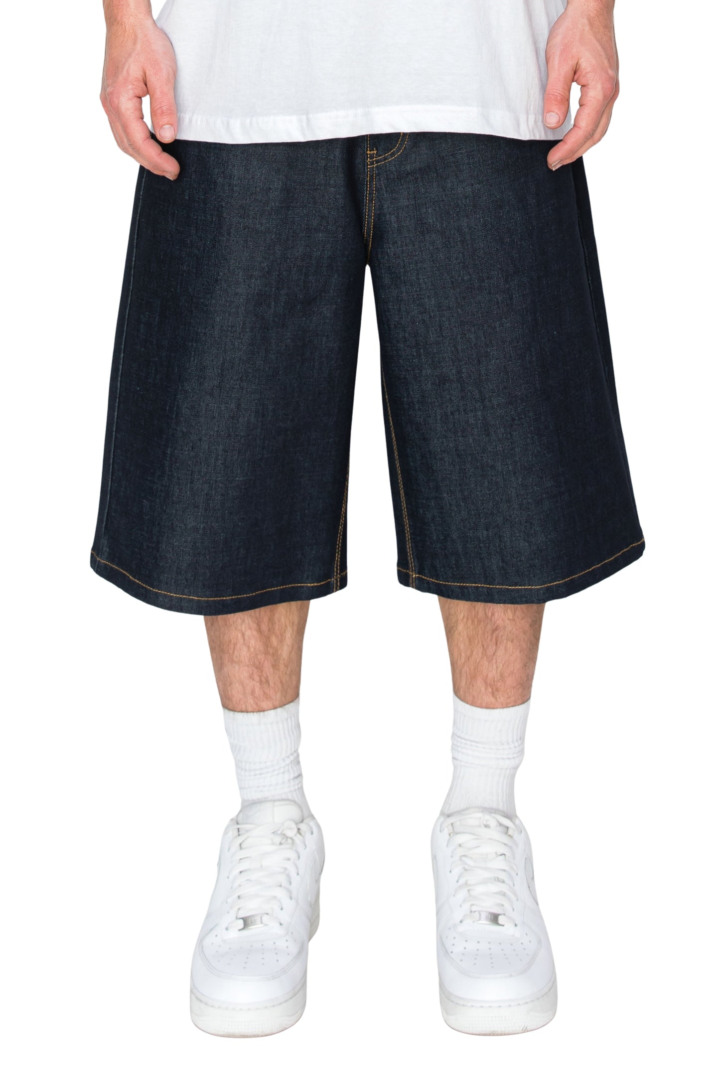 TELLUS Baggy Fit Raw Denim Shorts