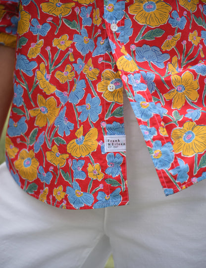 EILEEN Red Flowers, Made with Liberty Fabric