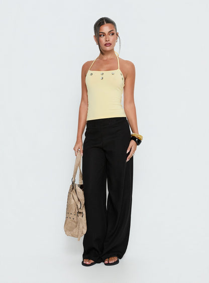 Peroma Linen Straight Leg Pants Black