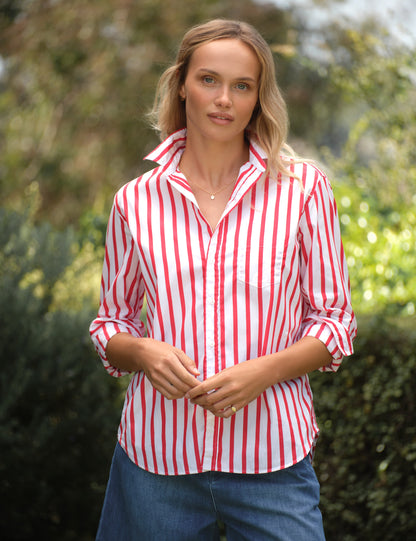 EILEEN White and Red Stripe, Italian Superluxe