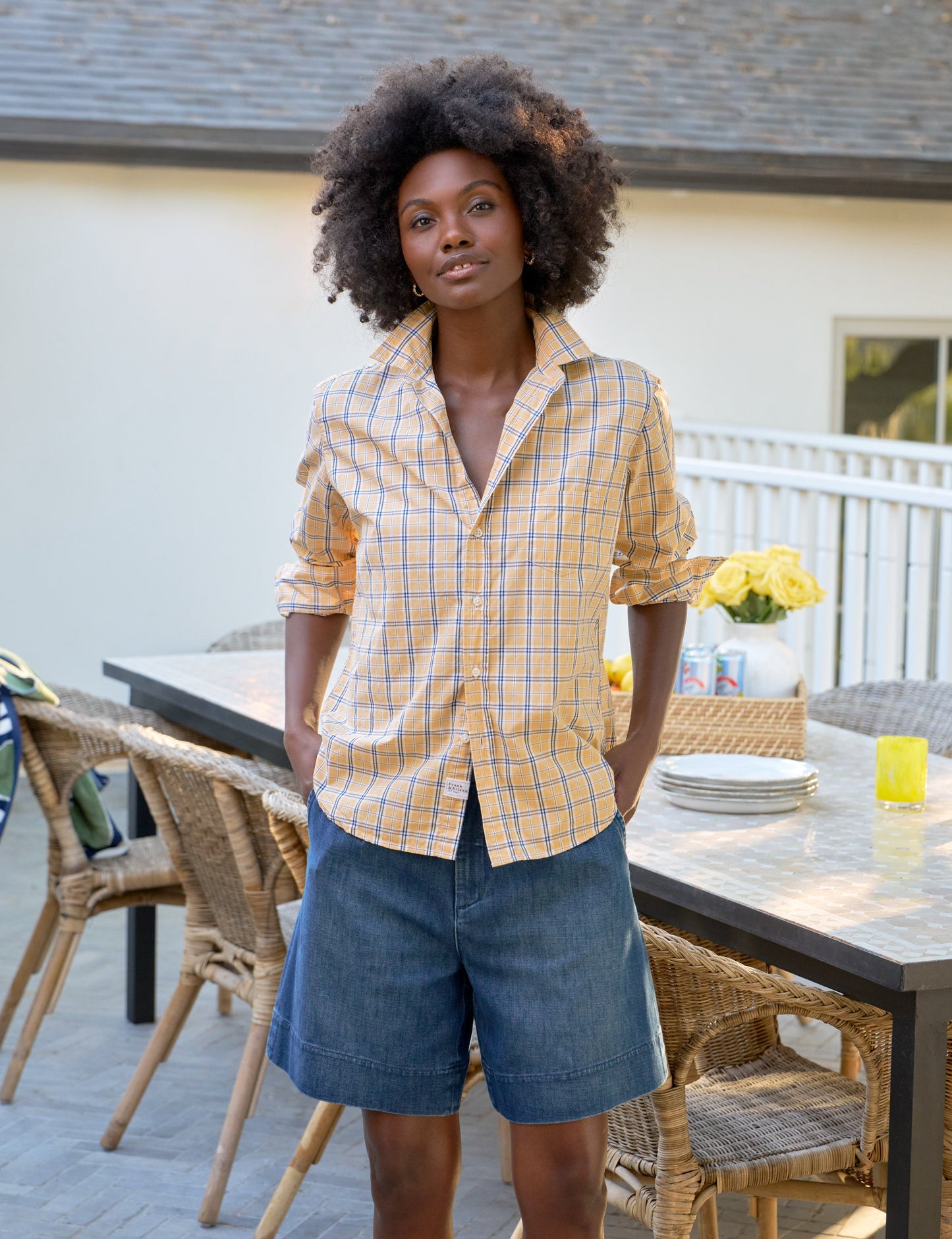 EILEEN Yellow with Blue Plaid, Italian Superluxe