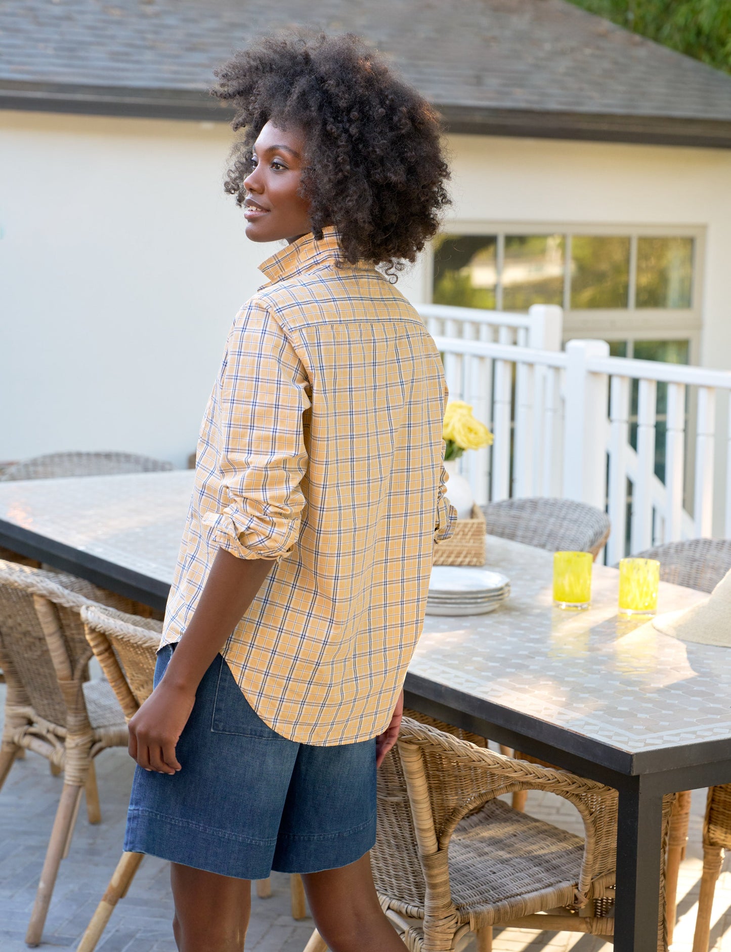 EILEEN Yellow with Blue Plaid, Italian Superluxe