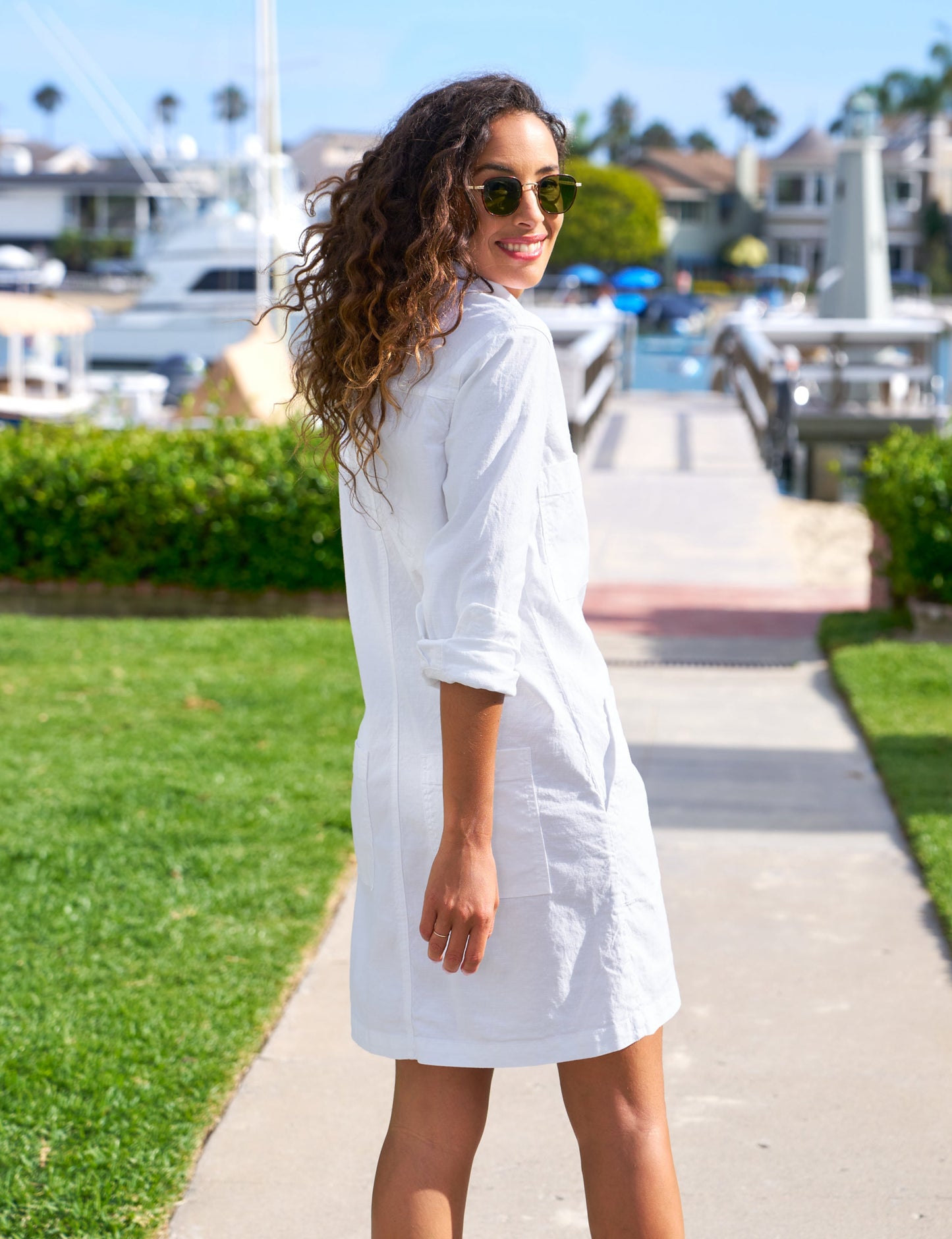 IRELAND DRESS White, Italian Performance Linen