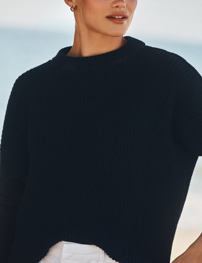 MONTECITO SWEATER Marine, Pure Italian Cotton