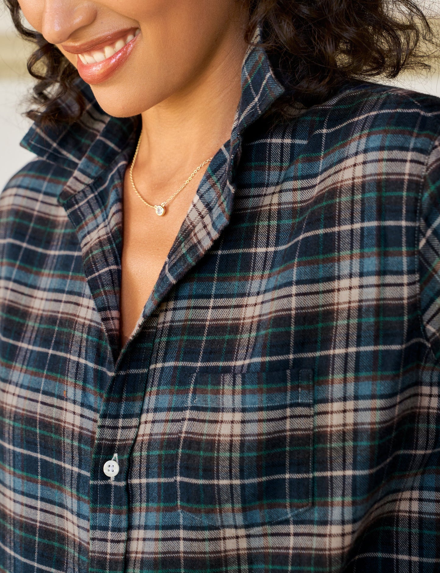 EILEEN Gray and Tan with Blue Plaid, Italian Flannel