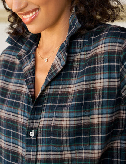 EILEEN Gray and Tan with Blue Plaid, Italian Flannel