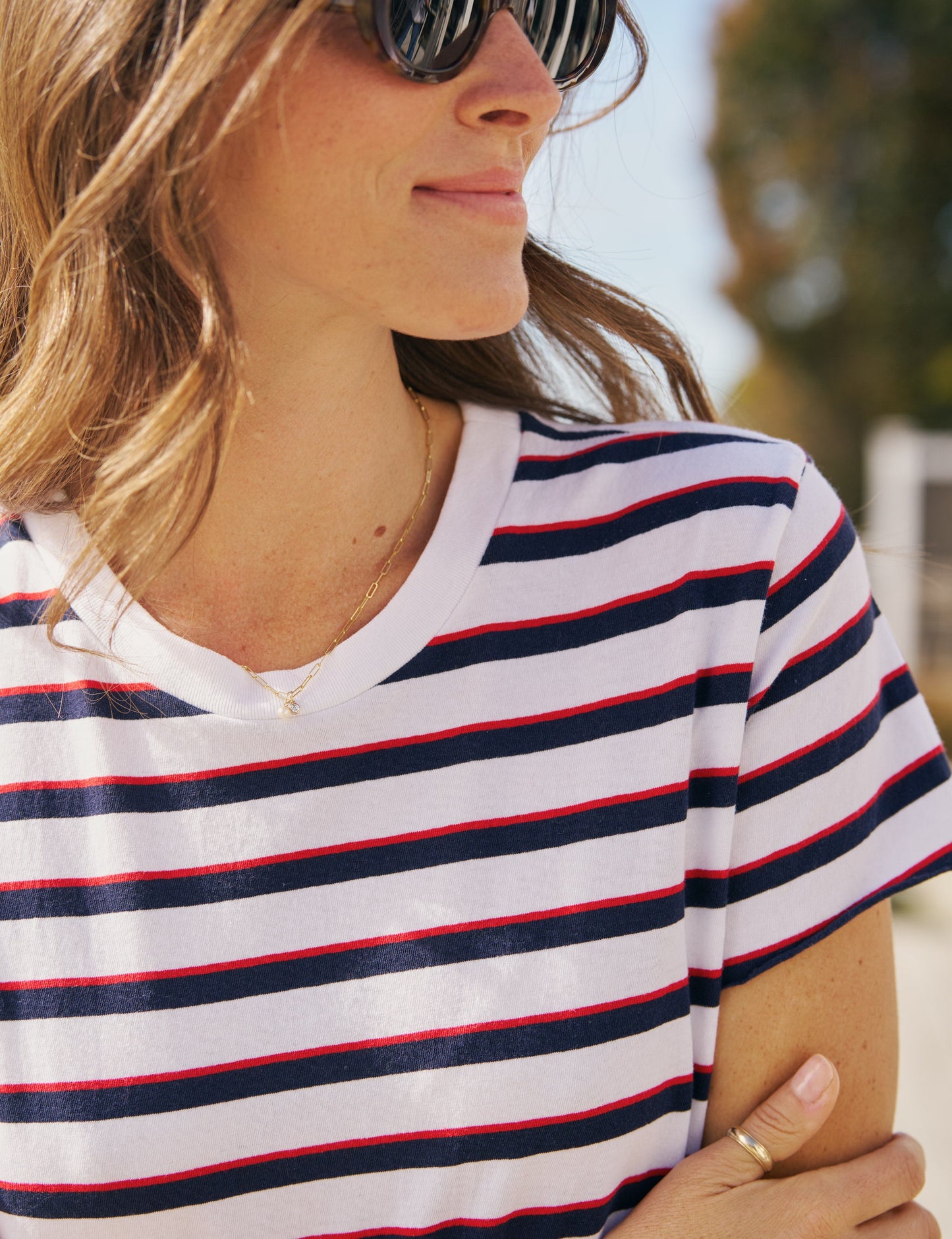 HARPER White with Red and Navy French Stripe, Vintage Jersey