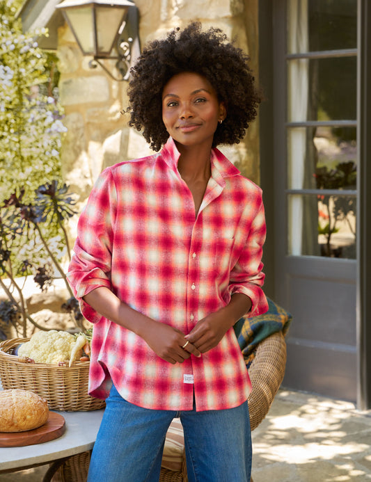 EILEEN Dark Pink and White Plaid, Italian Flannel