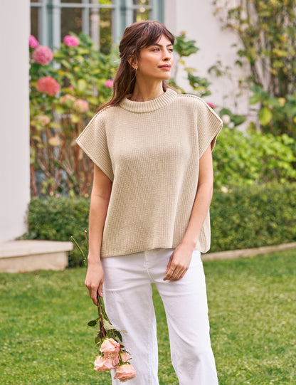 MONTECITO VEST Sand, Pure Italian Cotton