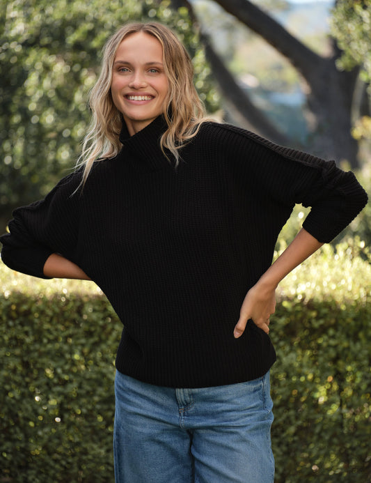 MONTECITO TURTLENECK Black, Pure Italian Cotton