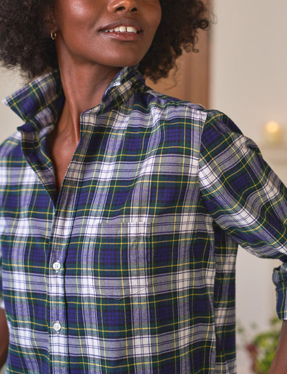EILEEN Blue and Green with White Plaid, Italian Flannel