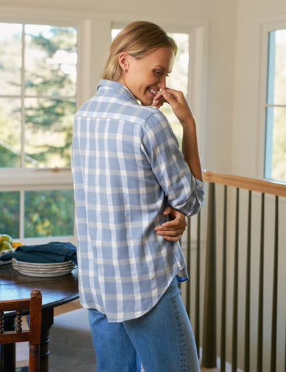 EILEEN Large Blue and White Check, Italian Cashmere Touch