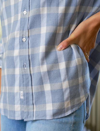 EILEEN Large Blue and White Check, Italian Cashmere Touch