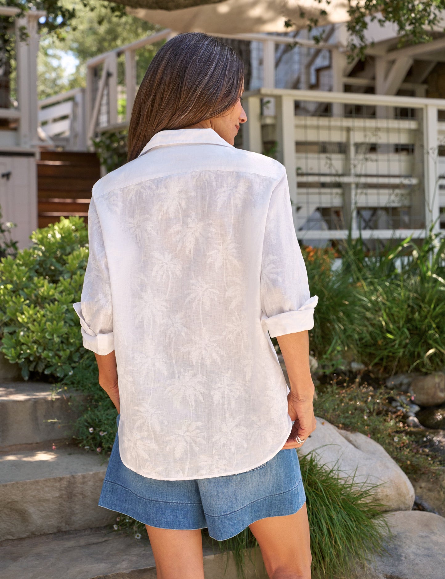 EILEEN White Palm Trees, Italian Classic Linen