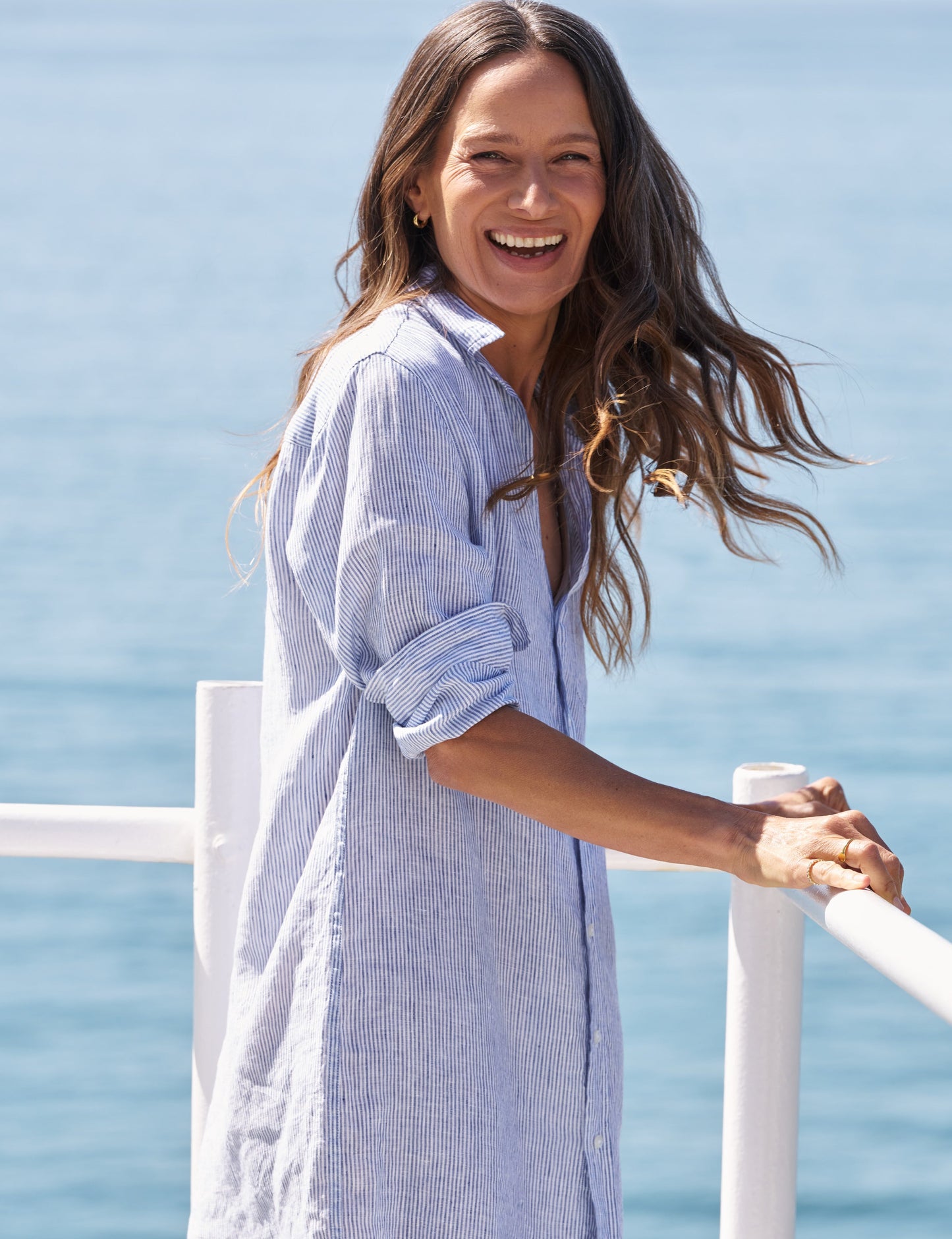 MARY Thin Blue Stripe, Italian Classic Linen