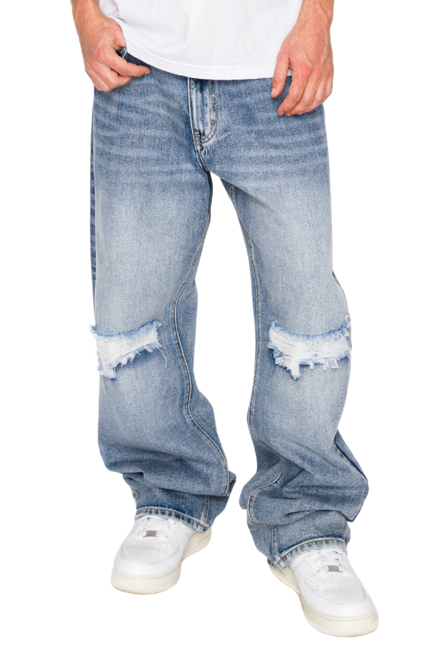 Baggy Fit Distressed Denim Jeans