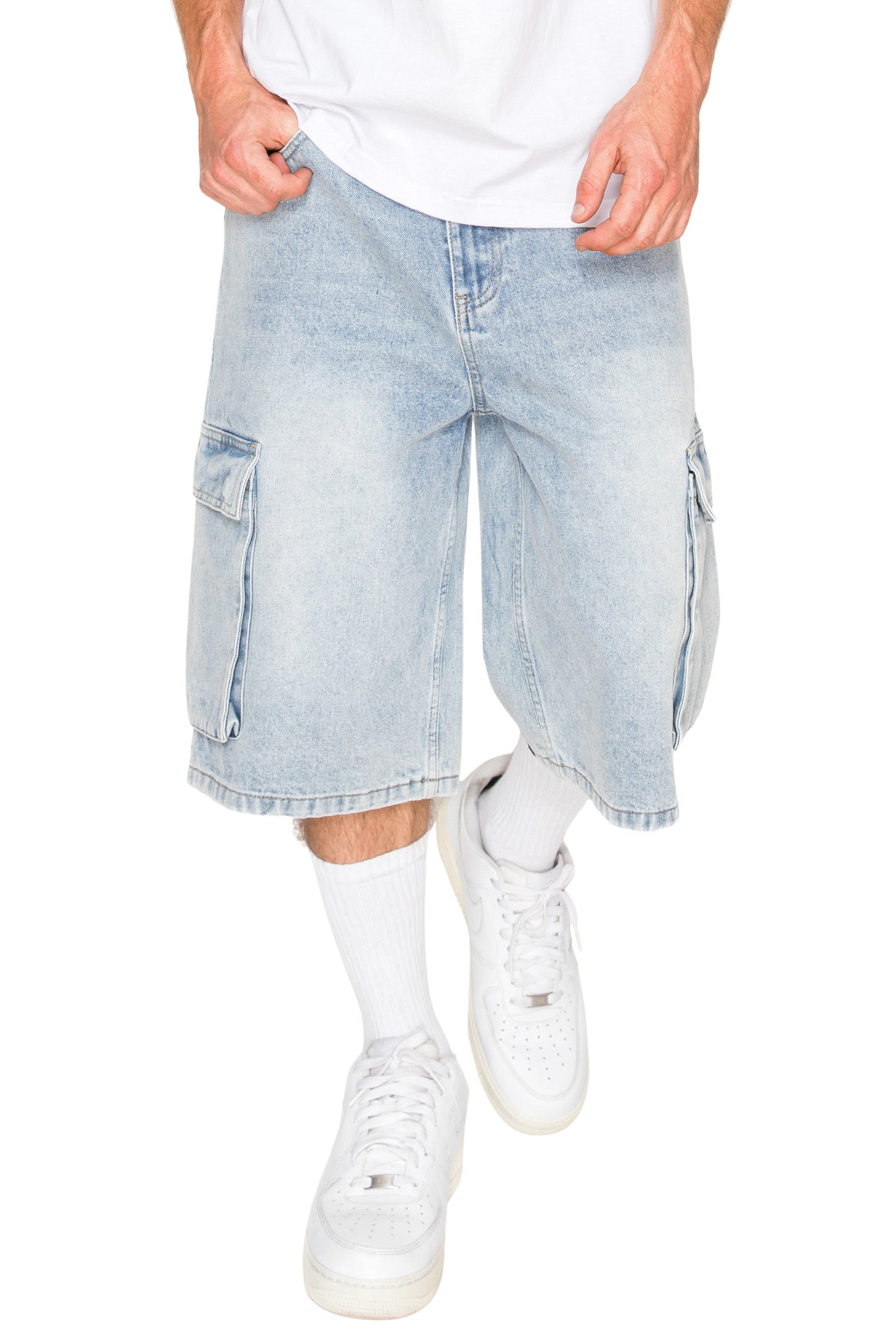 VAULT Baggy Fit Cargo Denim Shorts