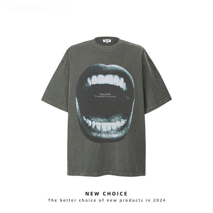 American vintage street T-shirt retro men loose summer