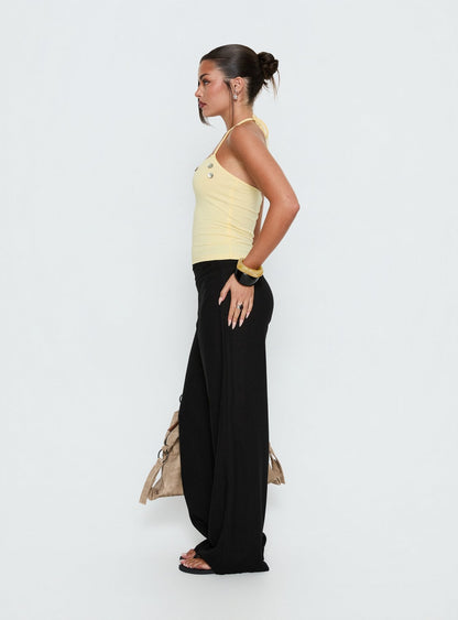 Peroma Linen Straight Leg Pants Black