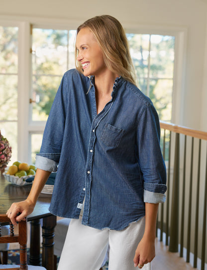EILEEN RUFFLE Vintage Dark Indigo Wash, Famous Denim
