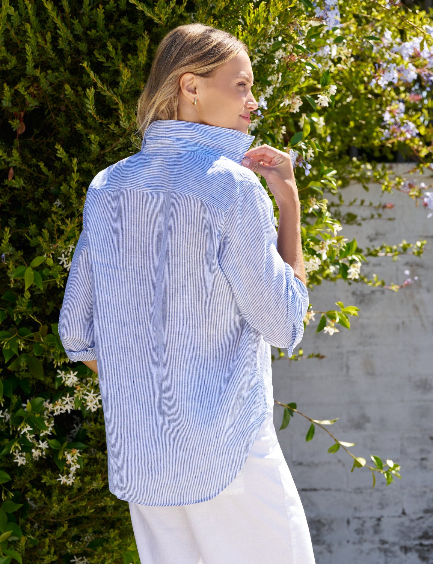 EILEEN Thin Blue Stripe, Italian Classic Linen
