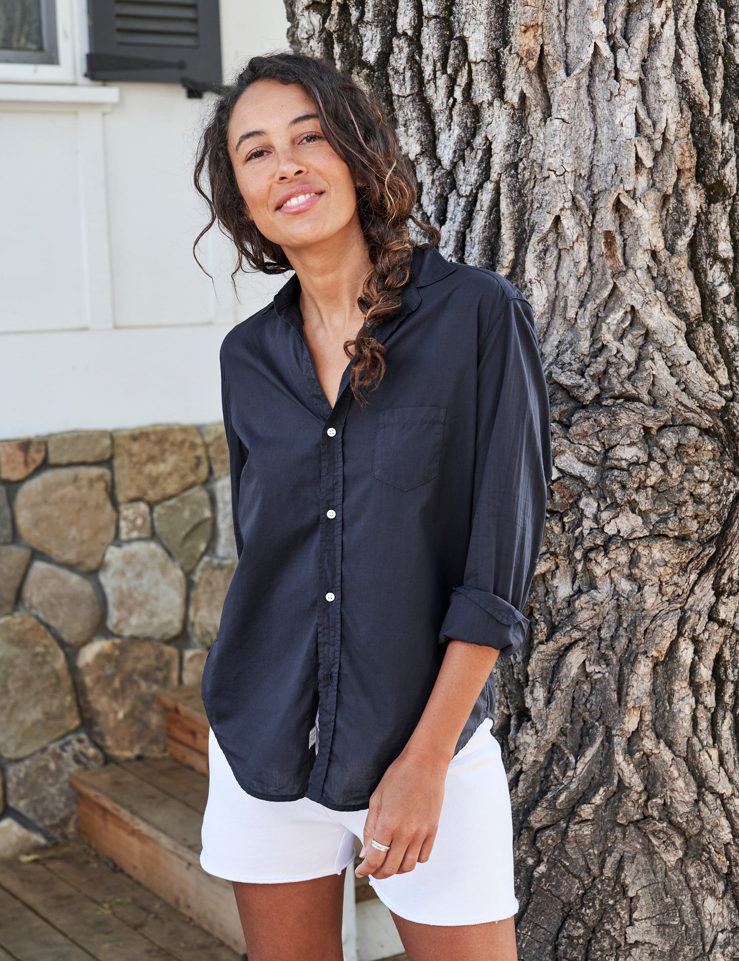 EILEEN Navy, Italian Featherweight Poplin