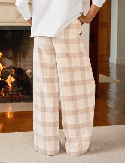 PIPER Cream and Camel Plaid, Italian Flannel