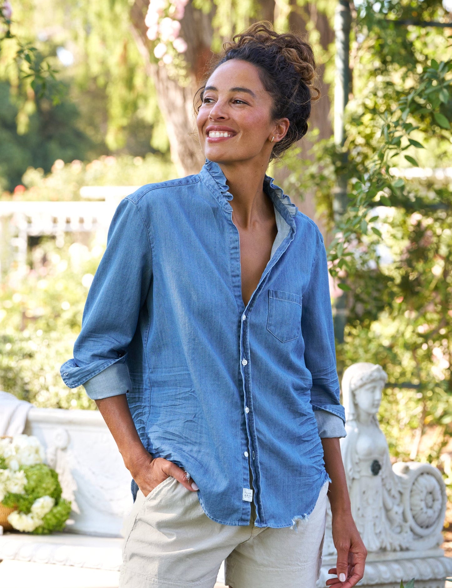 EILEEN RUFFLE Vintage Stonewashed Indigo, Famous Denim