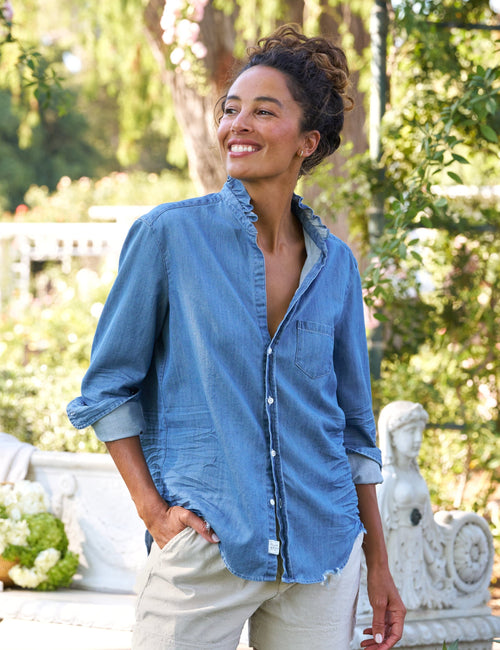 EILEEN RUFFLE Vintage Stonewashed Indigo, Famous Denim