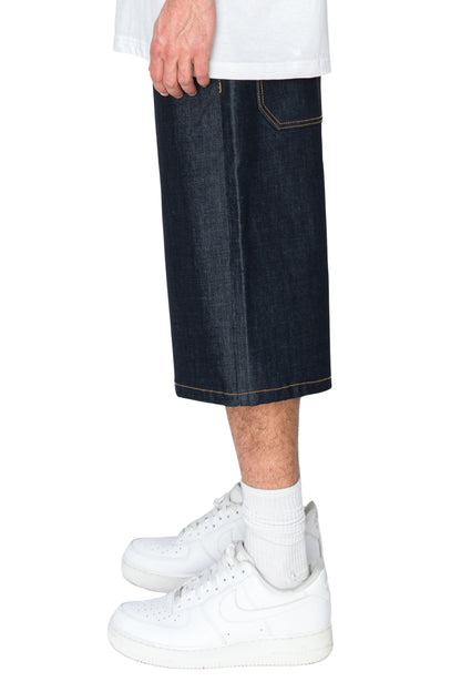 TELLUS Baggy Fit Raw Denim Shorts