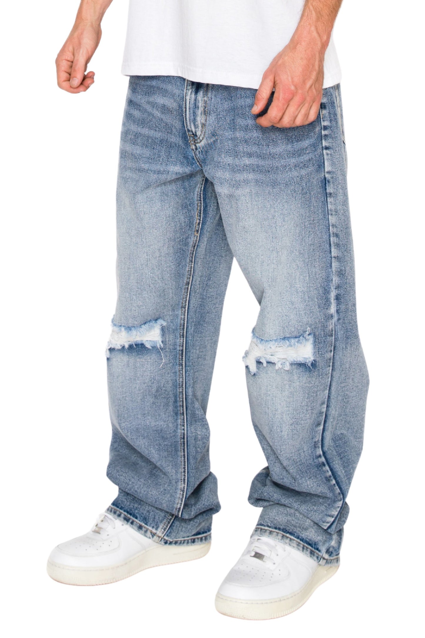 Baggy Fit Distressed Denim Jeans