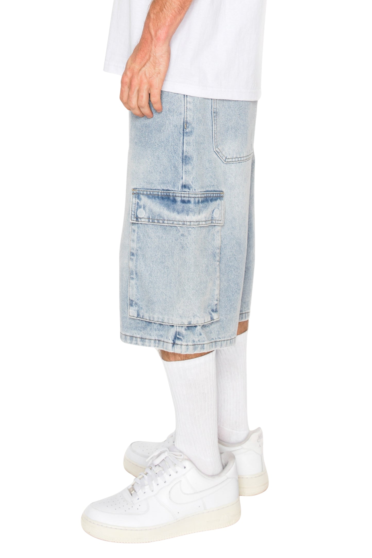 VAULT Baggy Fit Cargo Denim Shorts
