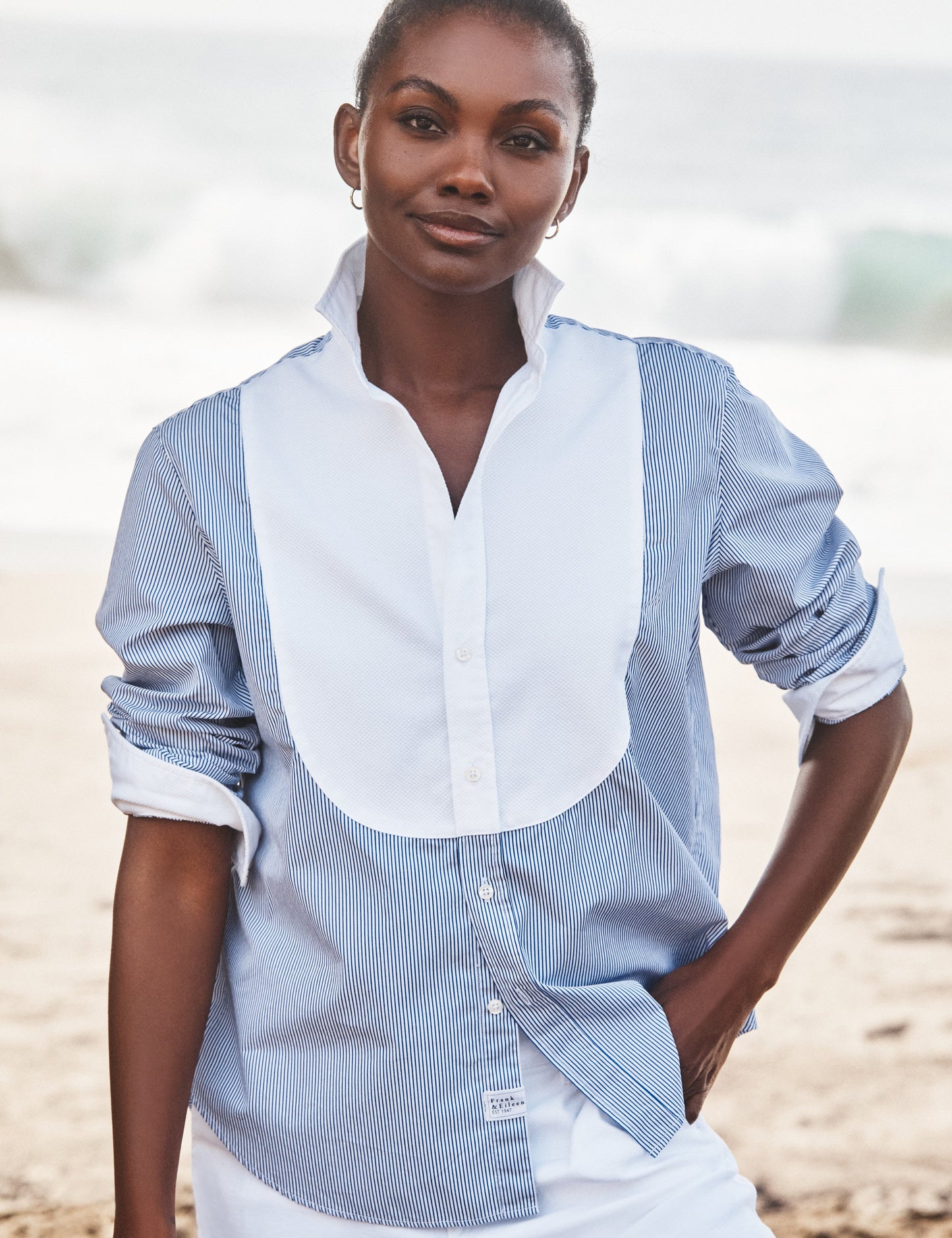 EILEEN TUXEDO Blue and White Stripe, Italian Superluxe