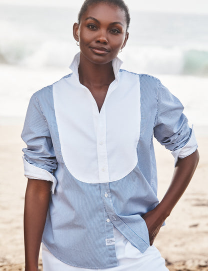 EILEEN TUXEDO Blue and White Stripe, Italian Superluxe