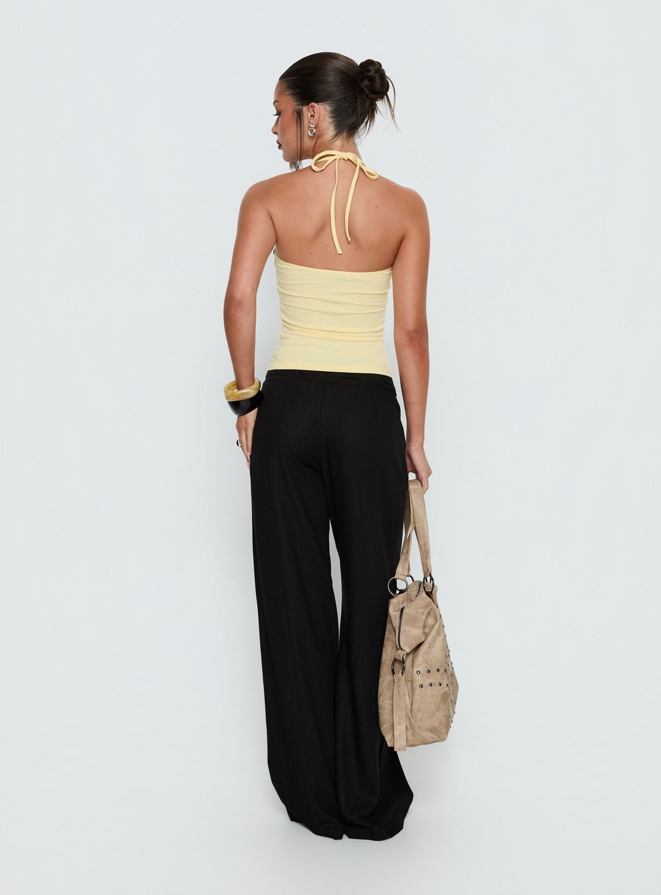 Peroma Linen Straight Leg Pants Black