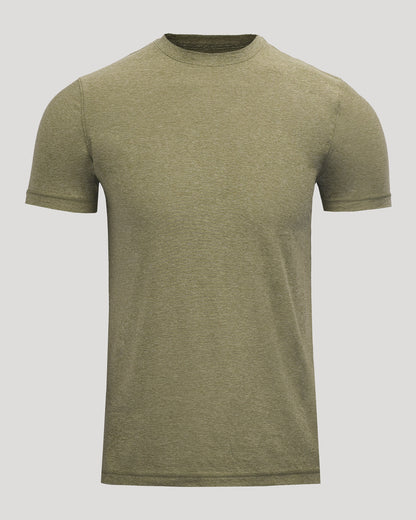 Heather Military Green Active Crew Neck Tee